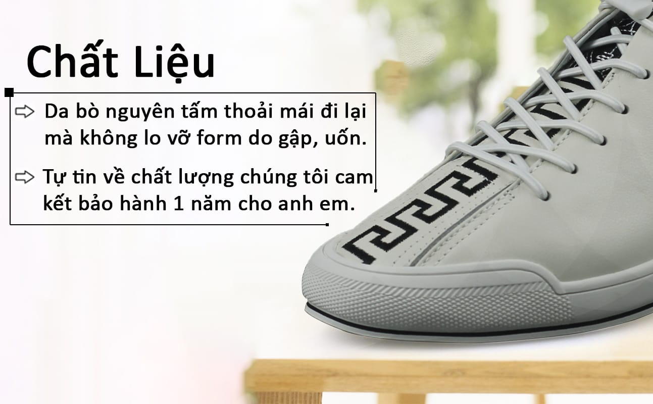 Giày thể thao nam màu trắng nhập khẩu